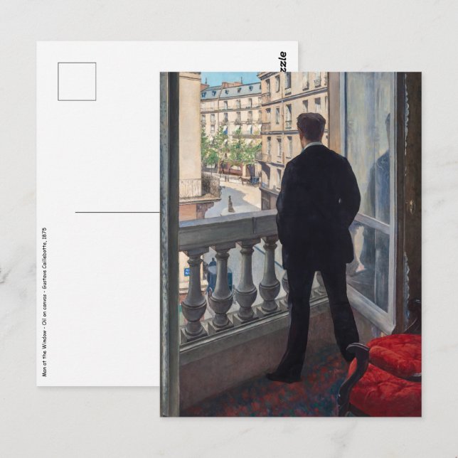 Gustave Caillebotte - Ung man vid fönstret  Vykort (Fram/baksida)