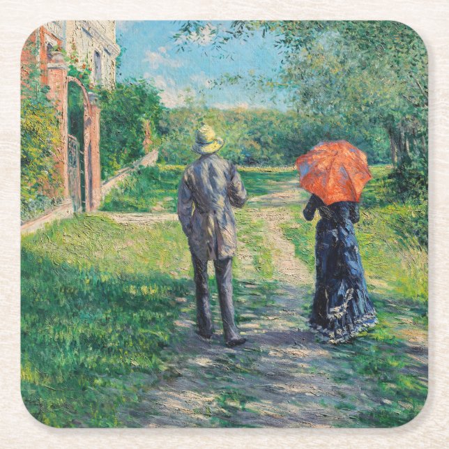 Gustave Caillebotte - Väg Uphill Underlägg Papper Kvadrat (Framsidan)
