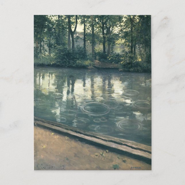 Gustave Caillebute- The Yerres, Rain Vykort (Framsida)