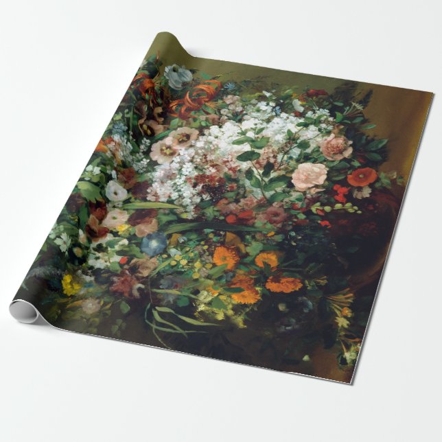Gustave Courbet bukett av blommor i en vas Presentpapper (Utrullad)
