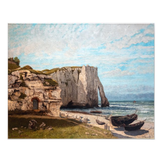 Gustave Courbet - Cliffs at Etretat efter Storm Fototryck (Framsidan)