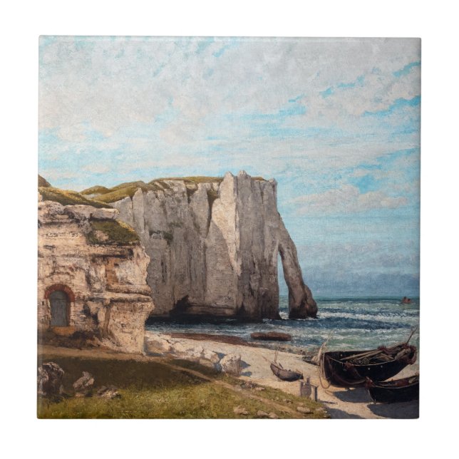 Gustave Courbet - Cliffs at Etretat efter Storm Kakelplatta (Framsidan)