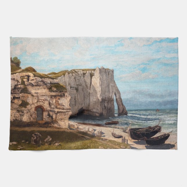 Gustave Courbet - Cliffs at Etretat efter Storm Kökshandduk (Horisontell)