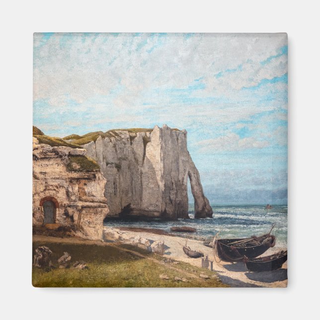 Gustave Courbet - Cliffs at Etretat efter Storm Magnet (Framsidan)
