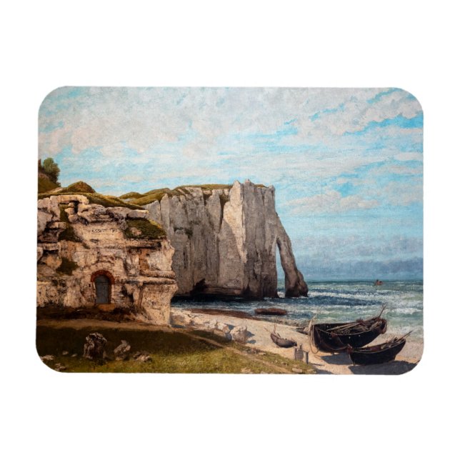 Gustave Courbet - Cliffs at Etretat efter Storm Magnet (Horisontell)