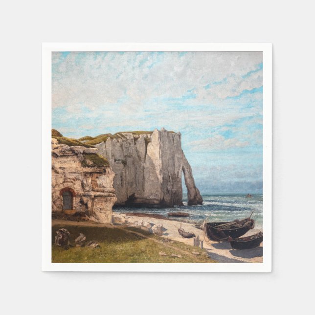 Gustave Courbet - Cliffs at Etretat efter Storm Pappersservett (Framsidan)