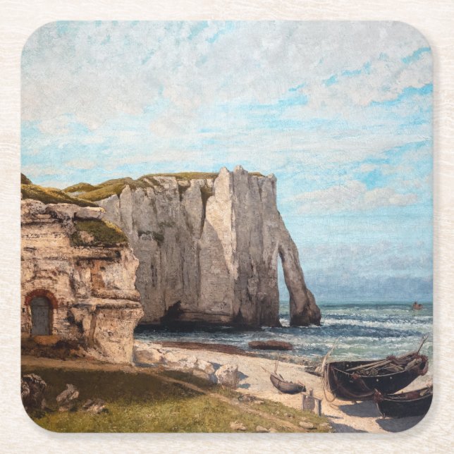Gustave Courbet - Cliffs at Etretat efter Storm Underlägg Papper Kvadrat (Framsidan)