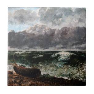 Gustave Courbet - Det stormiga havet / Vågen Kakelplatta