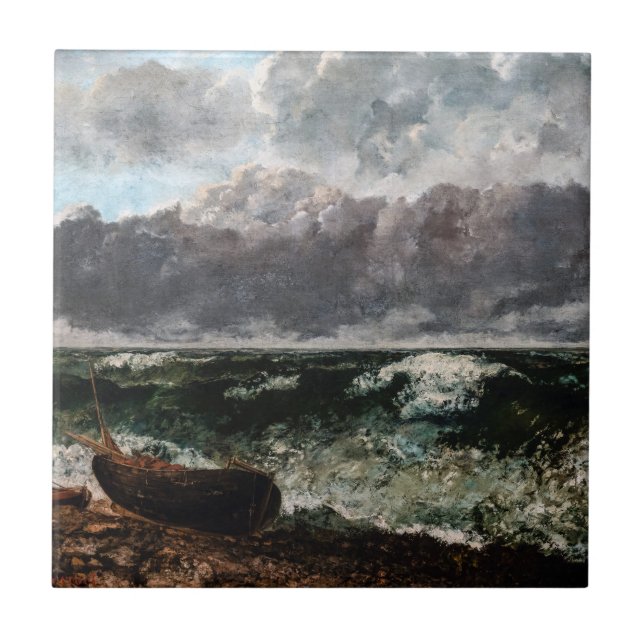 Gustave Courbet - Det stormiga havet / Vågen Kakelplatta (Framsidan)