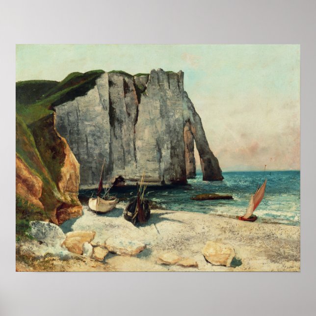 Gustave Courbet | Etretat, hamnen Poster (Framsidan)
