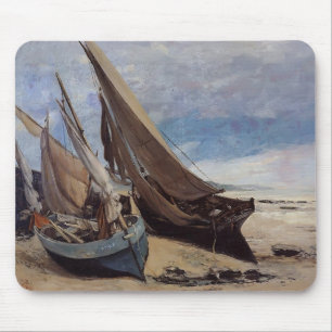 Gustave Courbet- fiskebåtar på den Deauville Musmatta