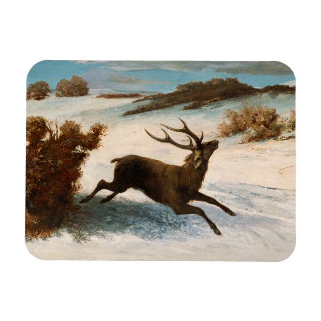 Gustave Courbet - Hjort i Snö Magnet (Horisontell)