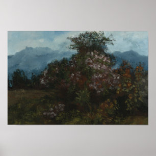 Gustave Courbet - Liggande med Flowery Massiv Poster