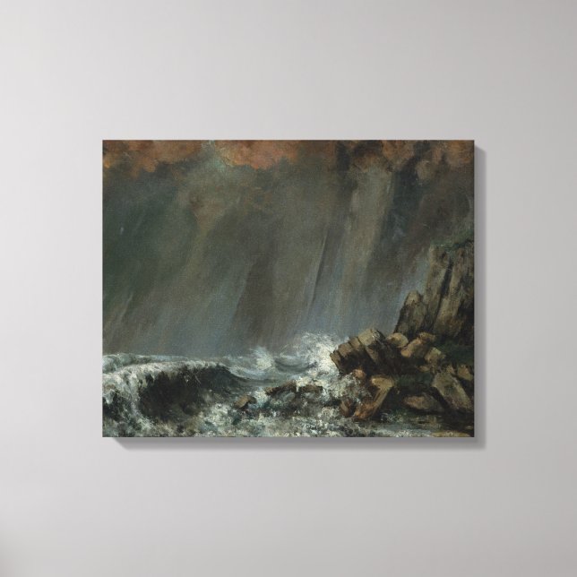 Gustave Courbet - Marine: Waterspout Canvastryck (Framsida)