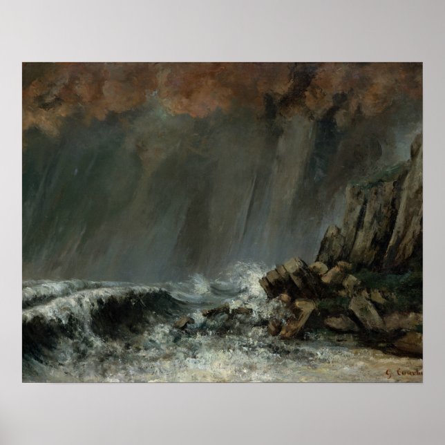 Gustave Courbet - Marine: Waterspout Poster (Framsidan)