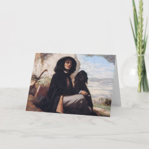 Gustave Courbet - Self-Porträtt med en svart Hund Kort