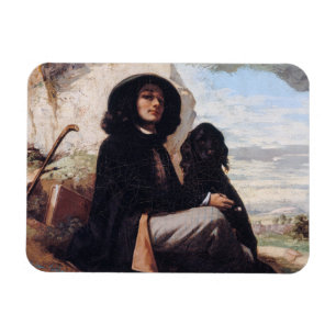 Gustave Courbet - Självporträtt med en svart hund Magnet