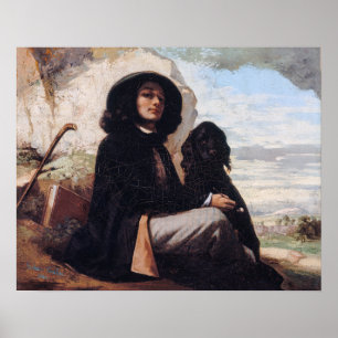 Gustave Courbet - Självporträtt med svart hund Poster