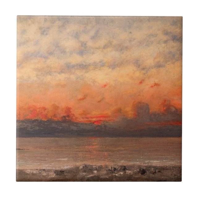 Gustave Courbet - Solnedgång Kakelplatta (Framsidan)