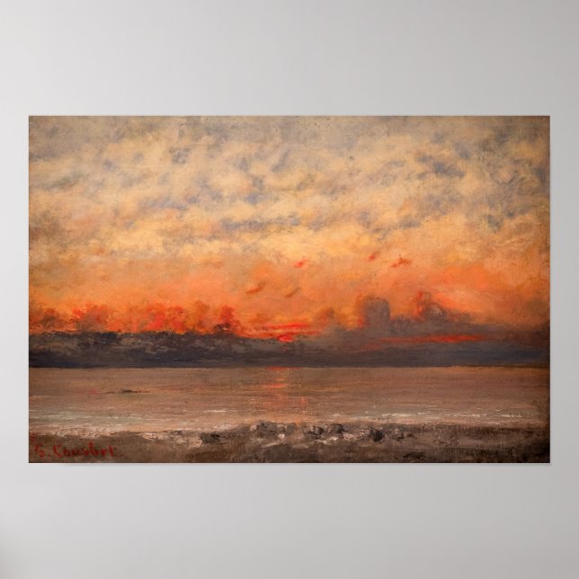 Gustave Courbet - Solnedgång Poster (Framsidan)