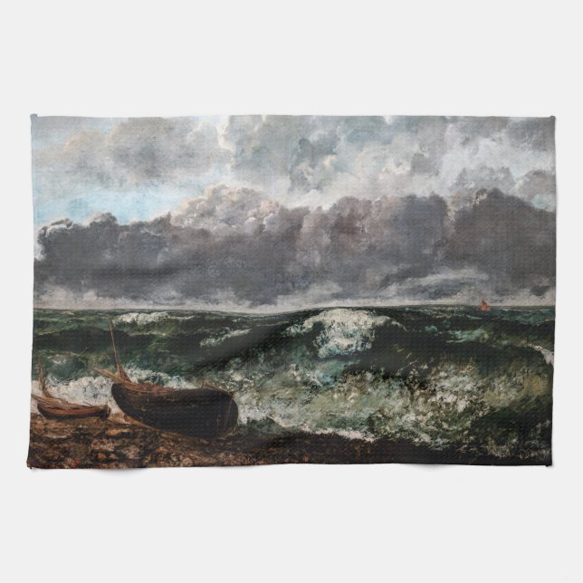 Gustave Courbet - Stormy Sea/Wave Kökshandduk (Horisontell)