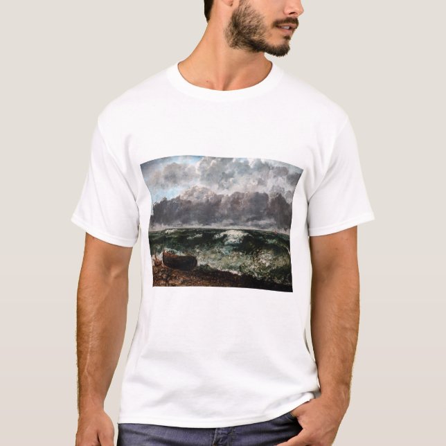 Gustave Courbet - Stormy Sea/Wave T Shirt (Framsida)