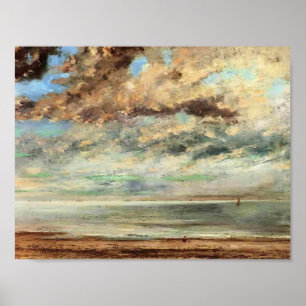 Gustave Courbet- stranden, solnedgång Poster