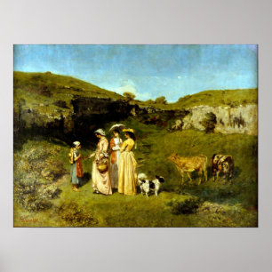 Gustave Courbet unga damer av byn Poster