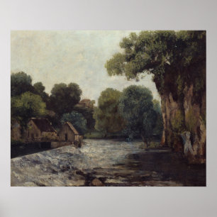 Gustave Courbet - Weir vid Mill Poster