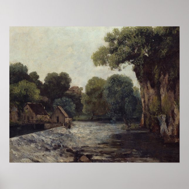 Gustave Courbet - Weir vid Mill Poster (Framsidan)