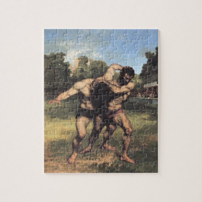 Gustave Courbet Wrestlers Pussel (Vertikal)