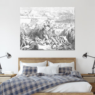 Gustave Doré - David anfaller ammoniterna Canvastryck