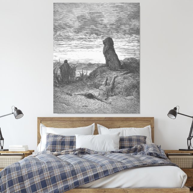 Gustave Doré - Den olydige profeten dödas av Canvastryck (Insitu (sovrum))