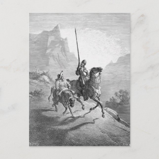 Gustave Dore: Don Quijote och Sancho Setting out Vykort (Framsida)