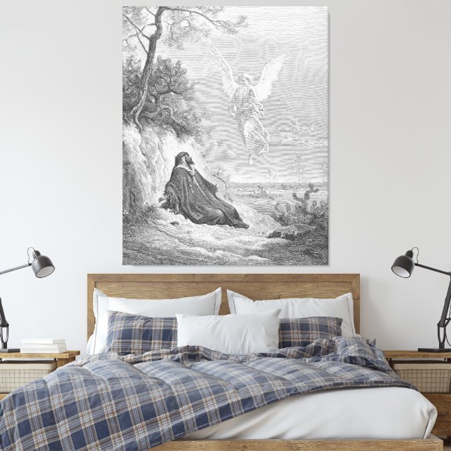 Gustave Doré - Elia matas av en ängel Canvastryck (Insitu (sovrum))