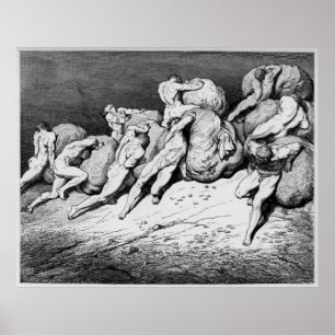 Gustave Dore Engrave Dante Inferno Illustration Poster