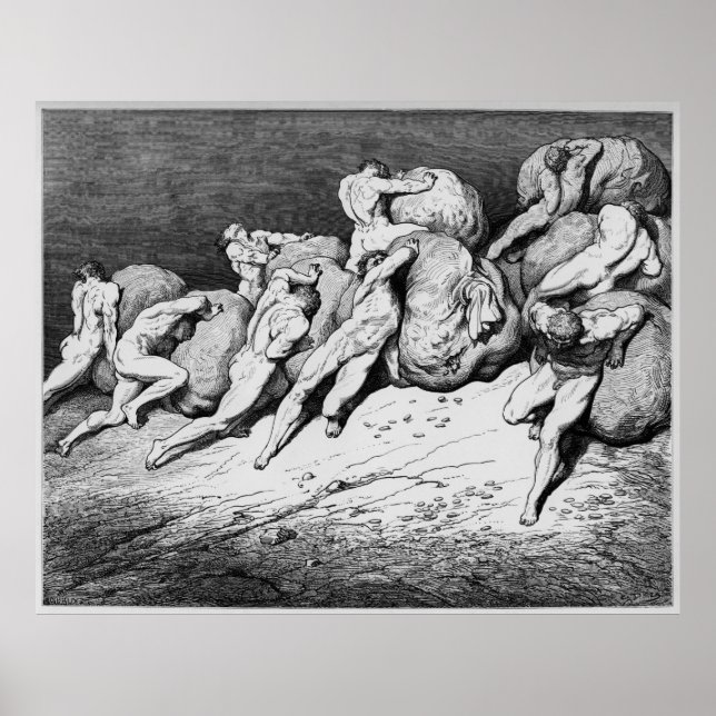Gustave Dore Engrave Dante Inferno Illustration Poster (Framsidan)