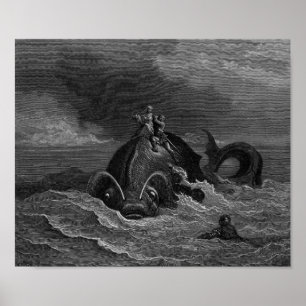 Gustave Dore Engrave Sea Monster Poster