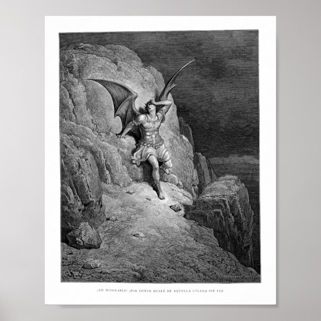Gustave Dore Fall of Satan Paradise var Borttappad Poster (Framsidan)
