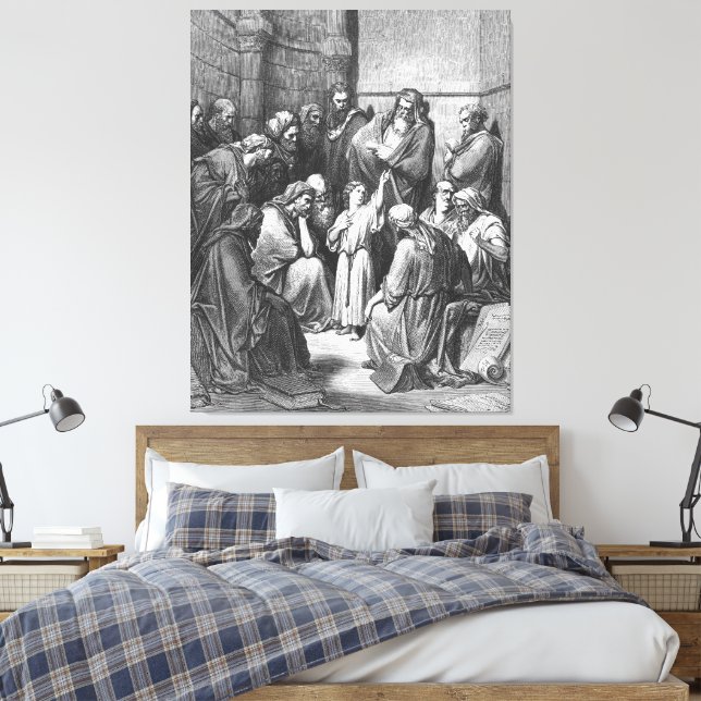 Gustave Doré - Lukas 2B Jesus ifrågasätter läkare Canvastryck (Insitu (sovrum))