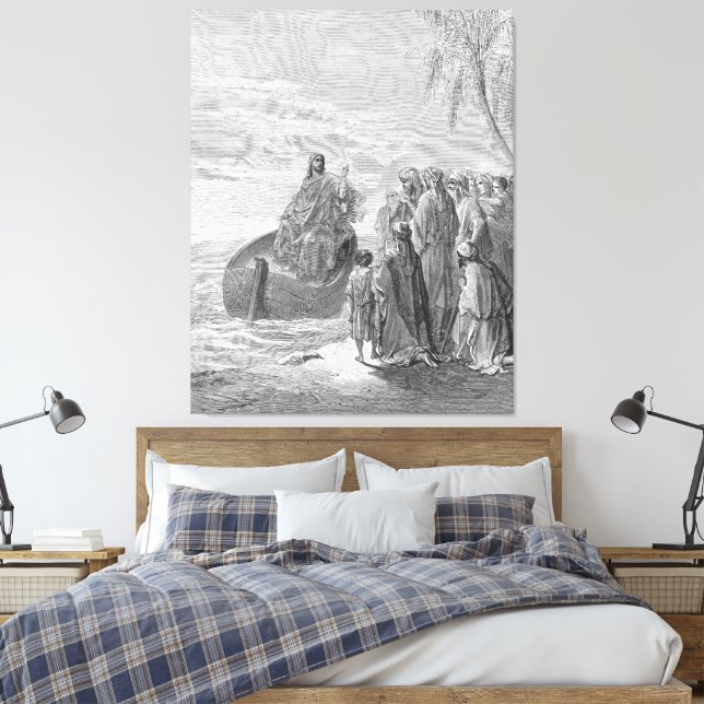 Gustave Doré - Luke 5 Jesus Preaches at the Sea of Canvastryck (Insitu (sovrum))