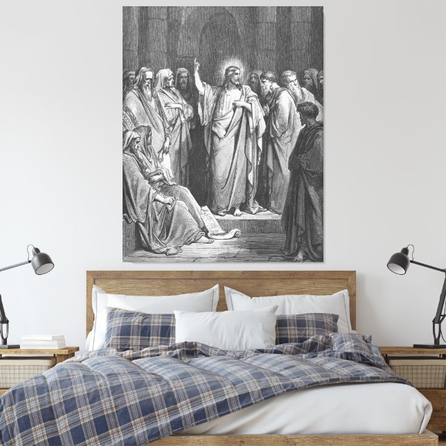 Gustave Doré - Mark 1B Jesus predikar i synagogan Canvastryck (Insitu (sovrum))