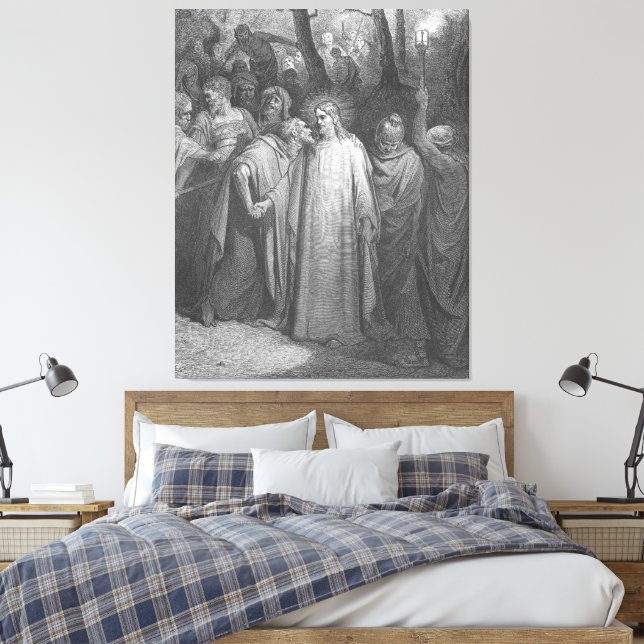 Gustave Doré - Markus 14 Judas förråder Jesus Canvastryck (Insitu (sovrum))