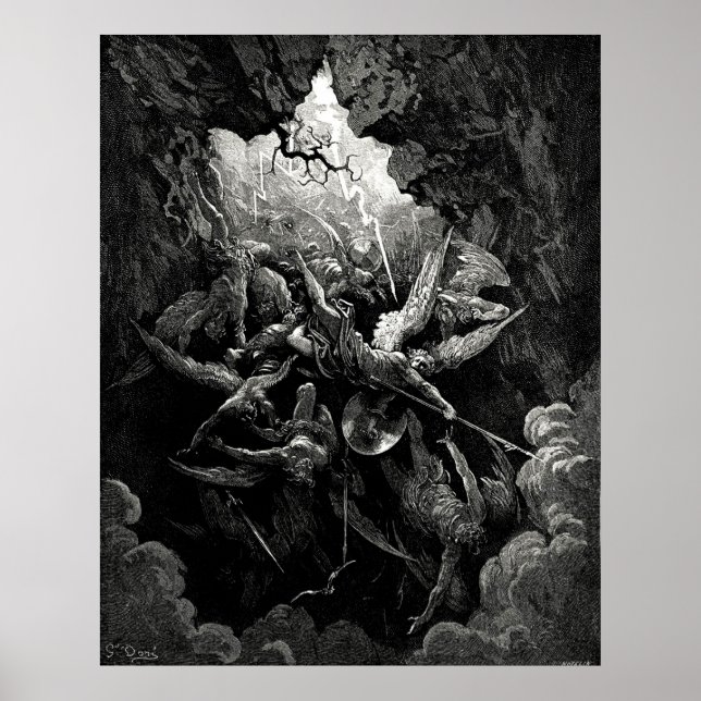 Gustave Doré Miltons Paradise Borttappad helvetet  Poster (Framsidan)