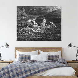 Gustave Doré - Phlegyas färjar Dante och Virgil Canvastryck