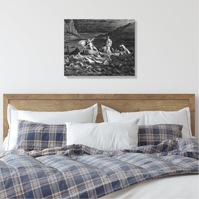 Gustave Doré - Phlegyas färjar Dante och Virgil Canvastryck (Insitu (sovrum))