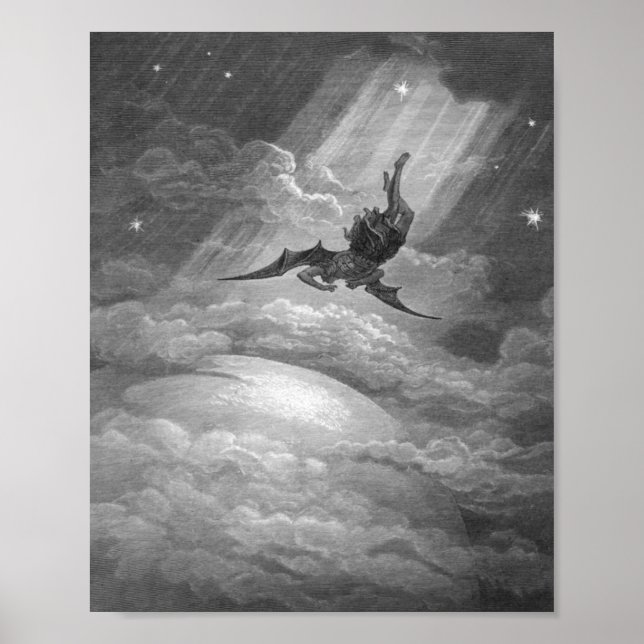 Gustave Dore Satan från Paradise Borttappad John M Poster (Framsidan)