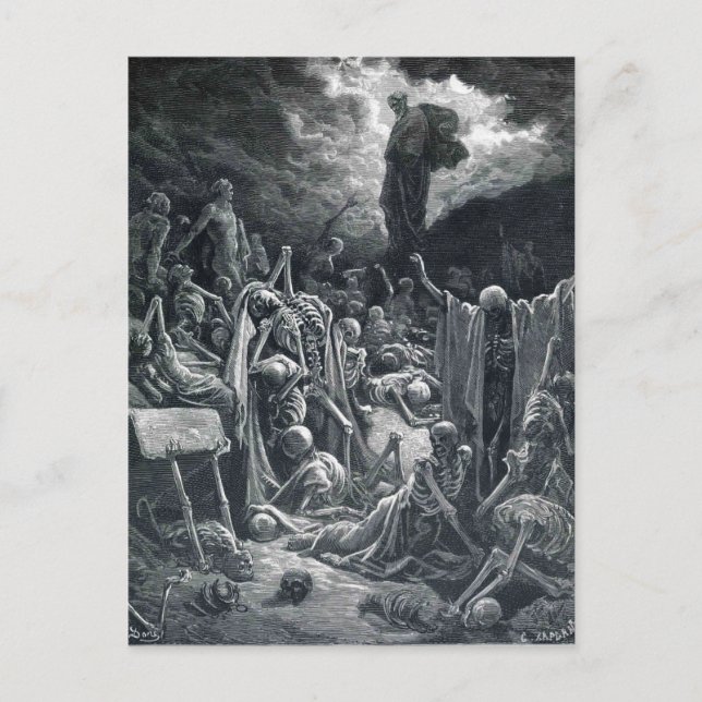 Gustave Dore:The Vision of the Valley of Dry Bones Vykort (Framsida)