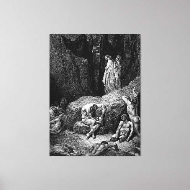 Gustave Doré - Virgil tillrättavisar Dante Canvastryck (Framsida)