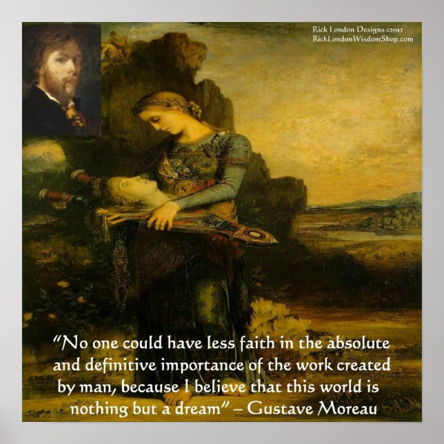 Gustave Moreau "Orfeus" och citat affisch (Framsidan)